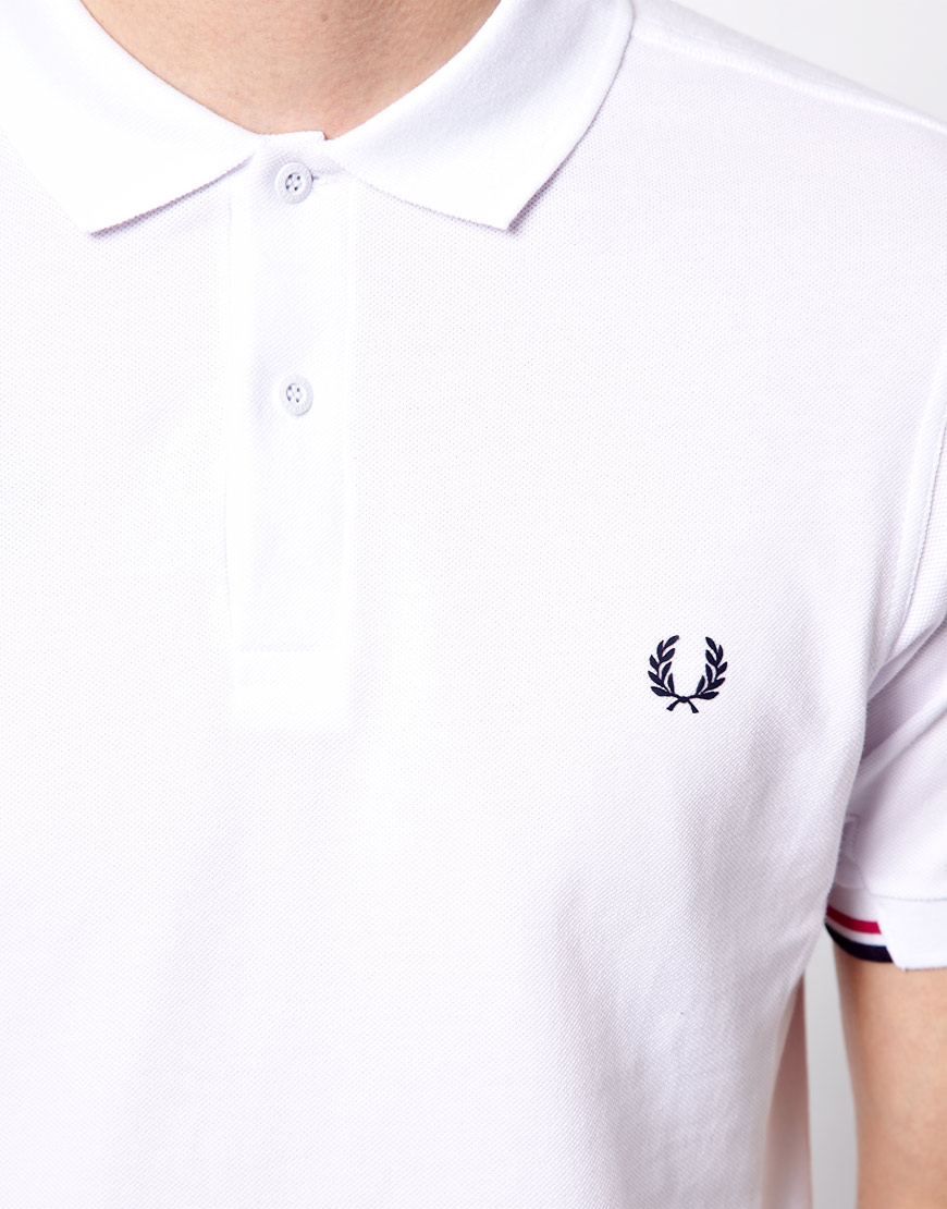 Lyst - Fred Perry Polo with Insert Rib in White for Men