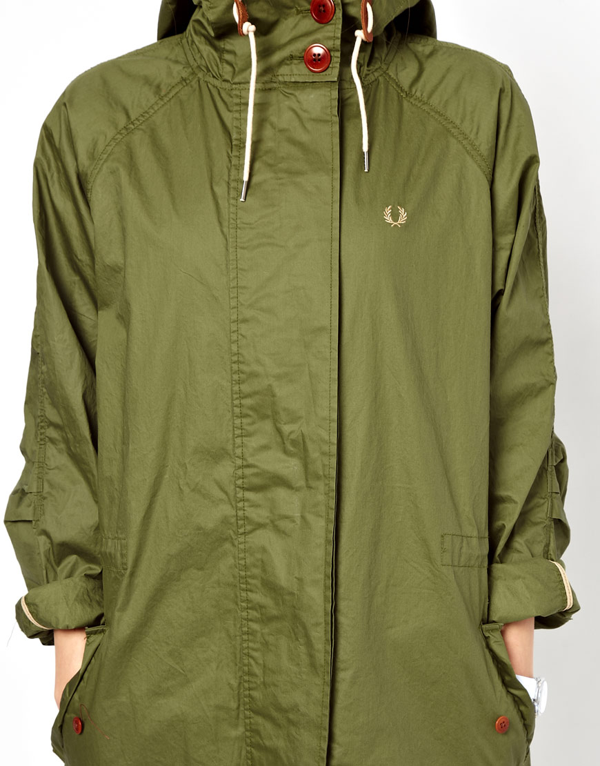 Fred Perry Oversized Parka in Green | Lyst