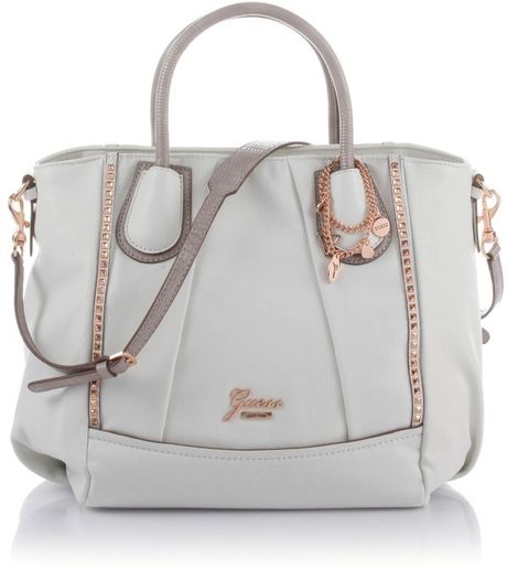 Guess Rosata Large Satchel in Gray (chalk white multi) | Lyst