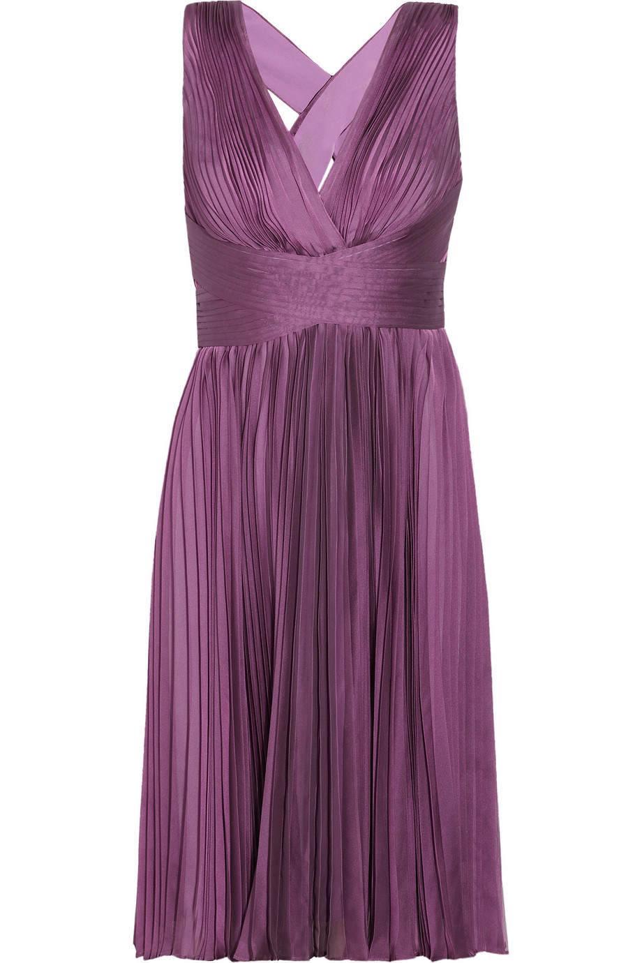 Halston Pleated Chiffon Dress in Purple - Lyst