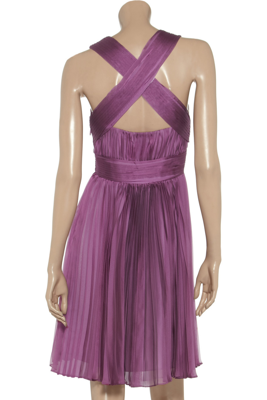 Halston Pleated Chiffon Dress In Purple Lyst