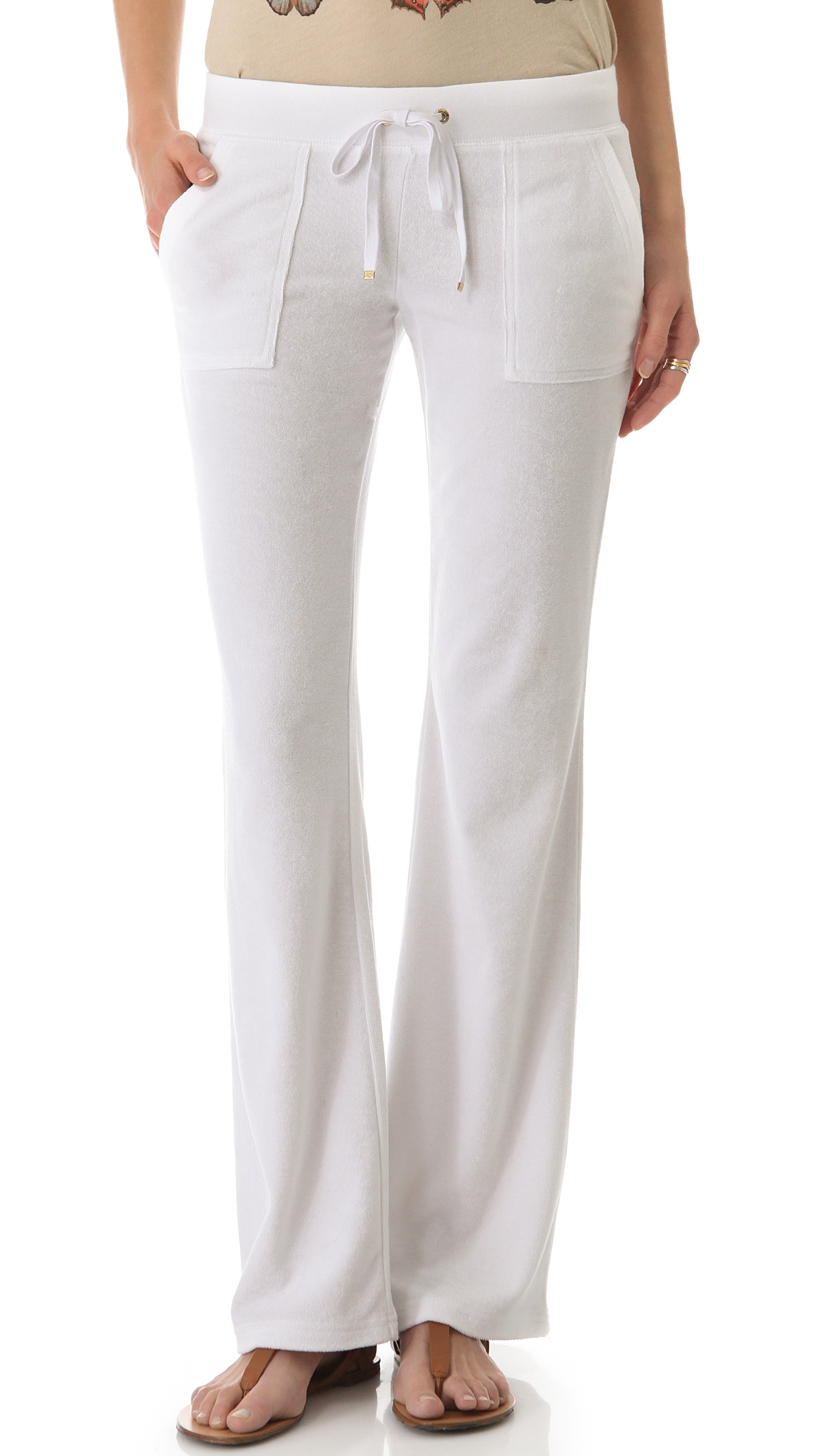 Juicy Couture Boot Cut Pants with Snap Pockets in White | Lyst