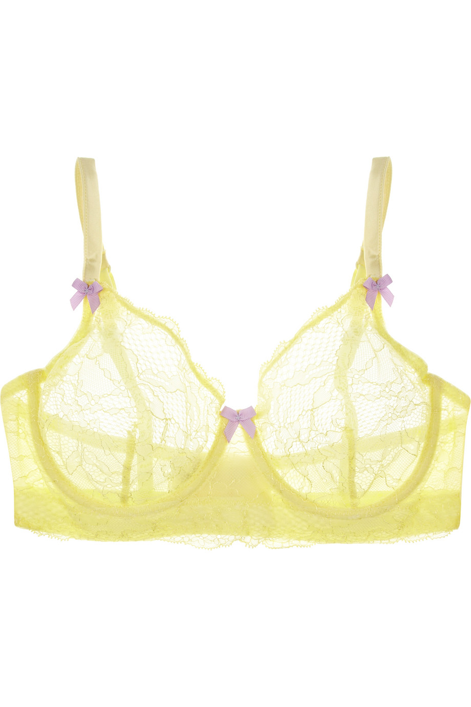 Yellow lemon mesh and eyelash lace bra made london ontario