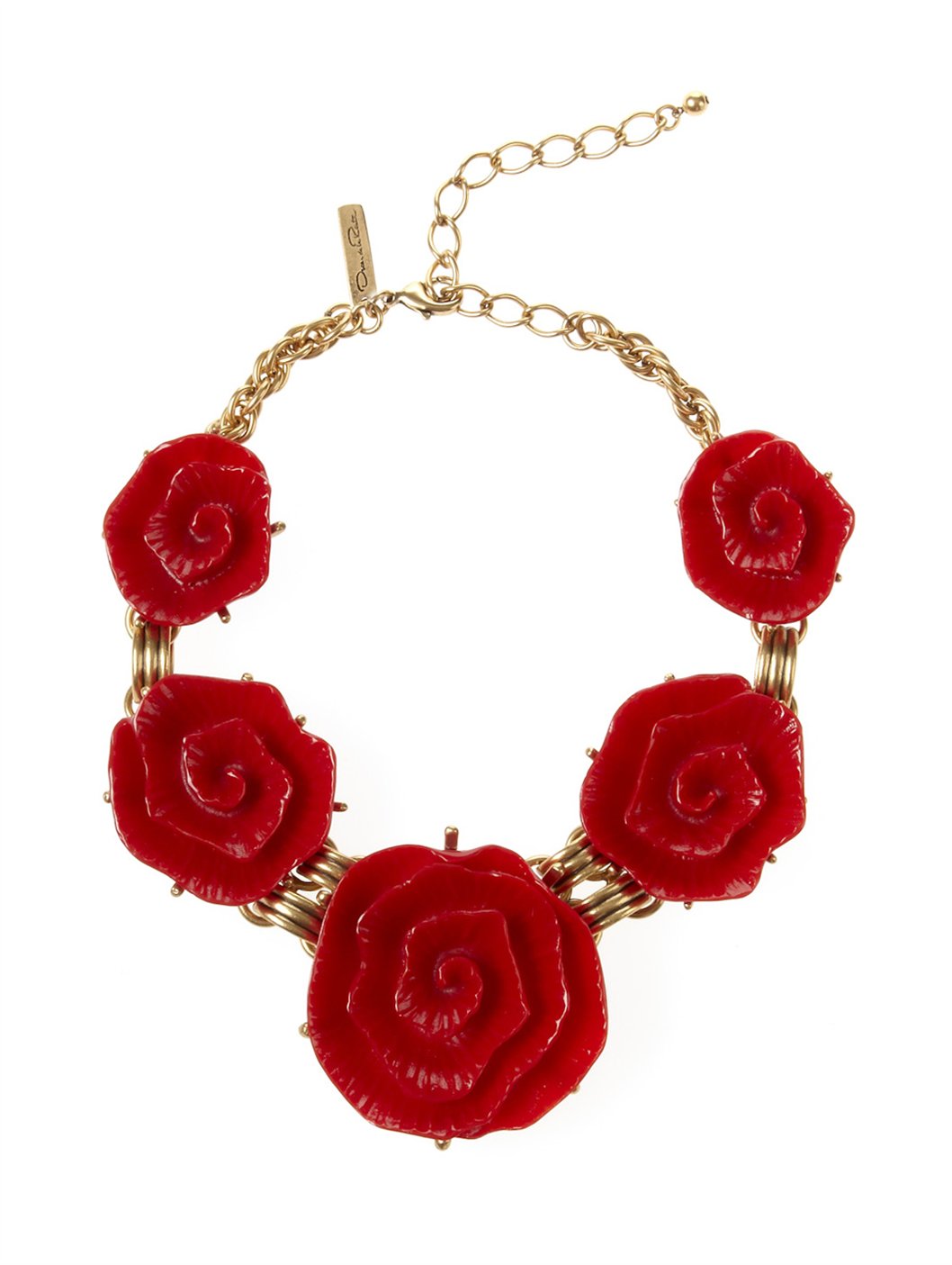 Oscar de la Renta Resin Flower Necklace in Red | Lyst