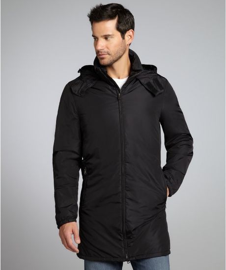 Prada Prada Sport Black Nylon Hooded Zip Front Trench Coat in Black for ...