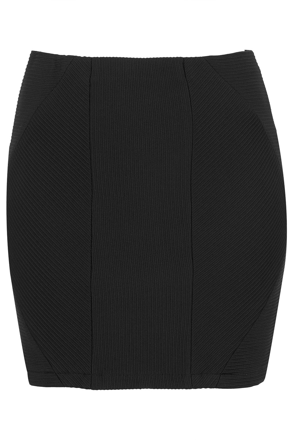 TOPSHOP Ribbed Panel Bodycon Skirt in Black - Lyst