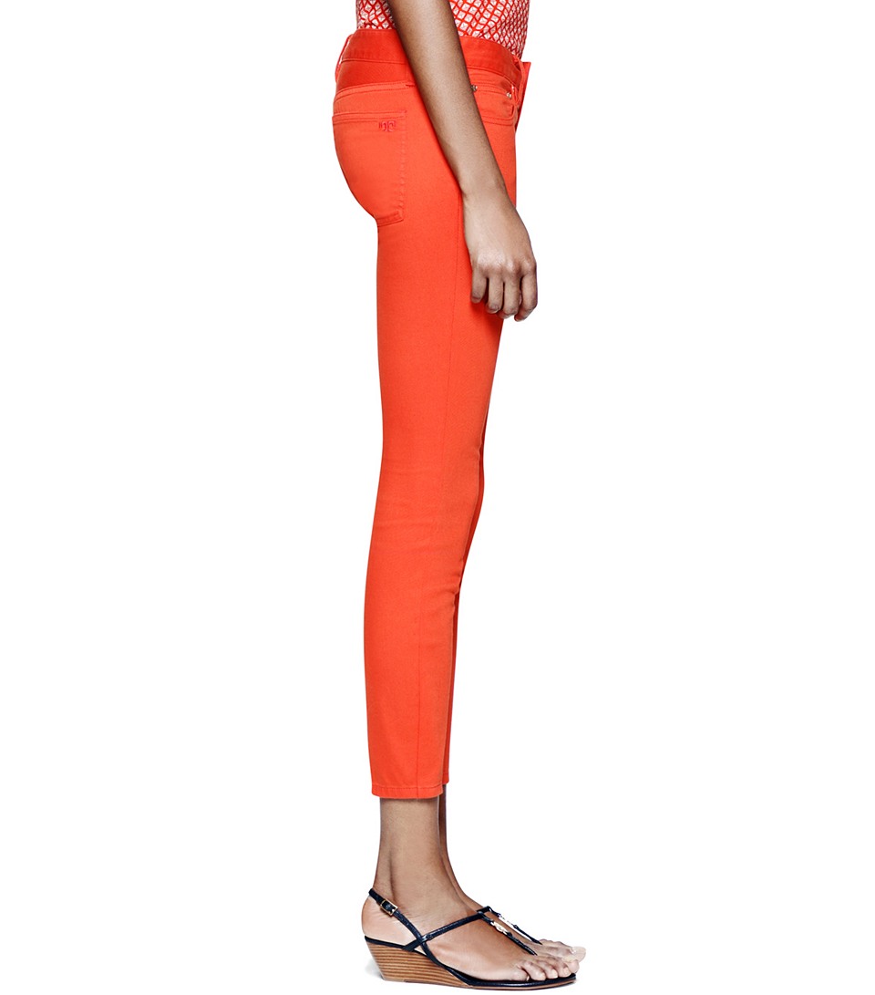Tory Burch Alexa Cropped Skinny Jean in Orange | Lyst