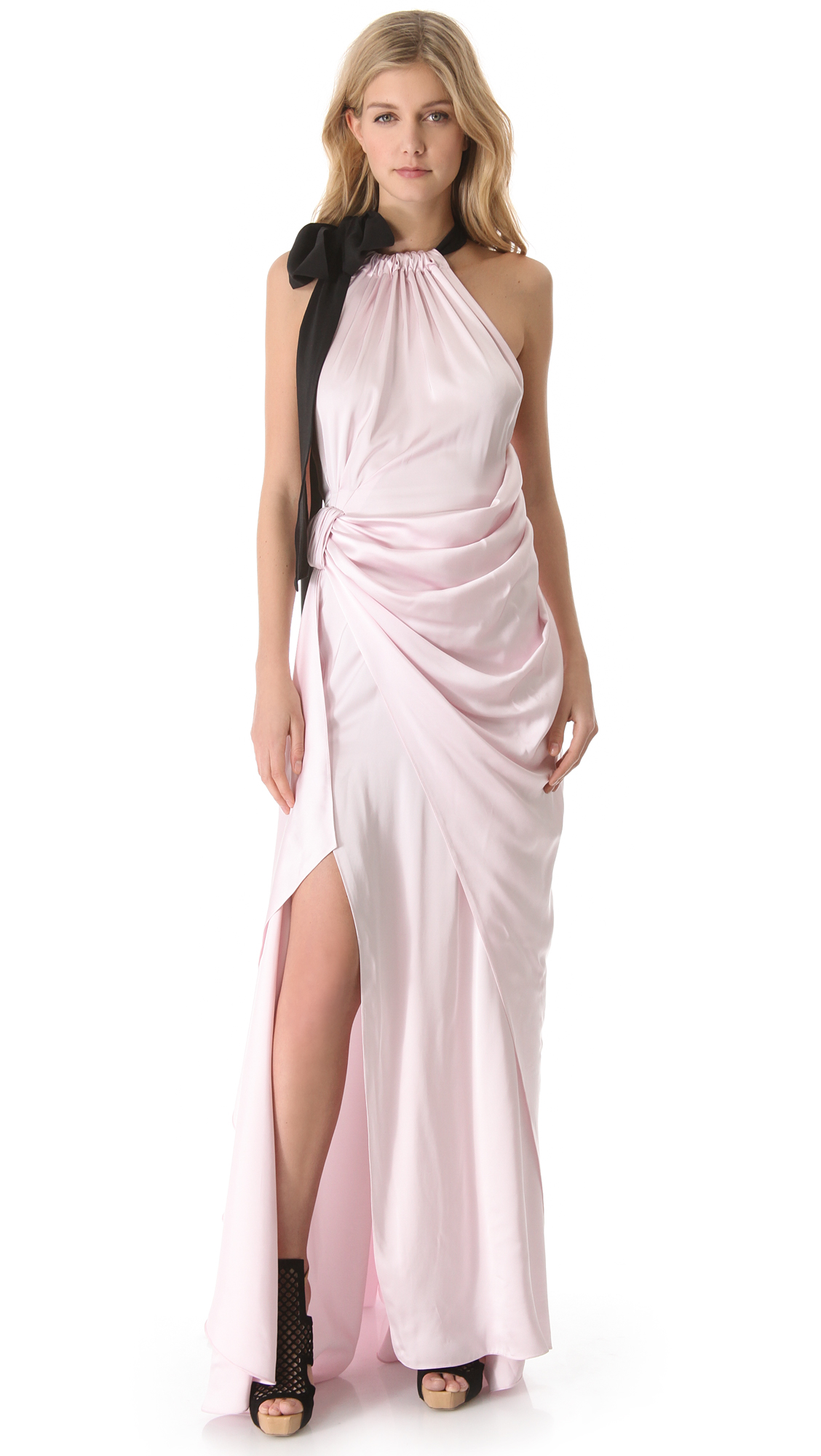 Lyst Long Halter Dress in Pink
