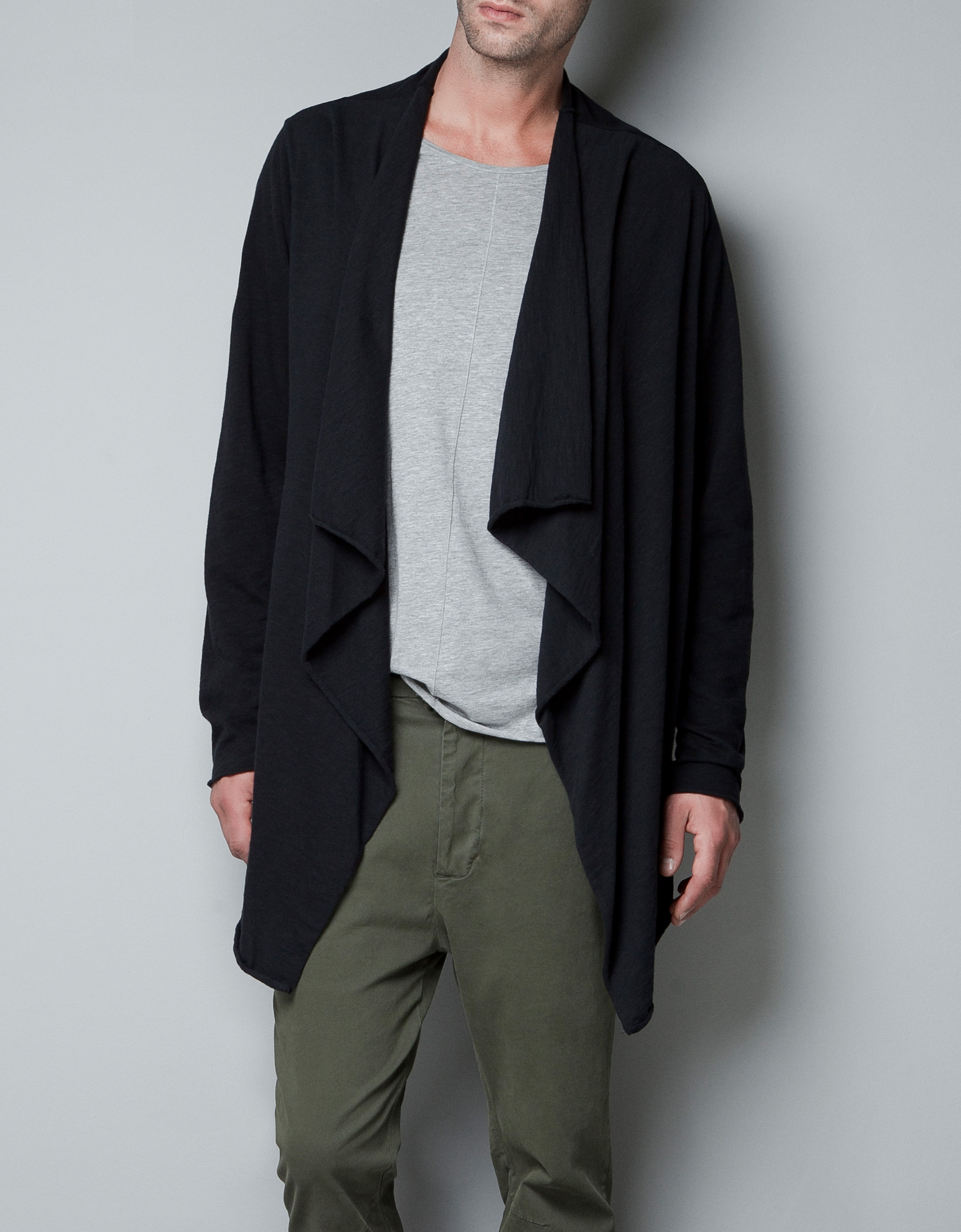 Zara Asymmetrical Cardigan in Black Lyst