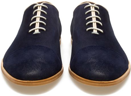 Zara Suede Oxford Shoe in Blue for Men (navy blue) | Lyst