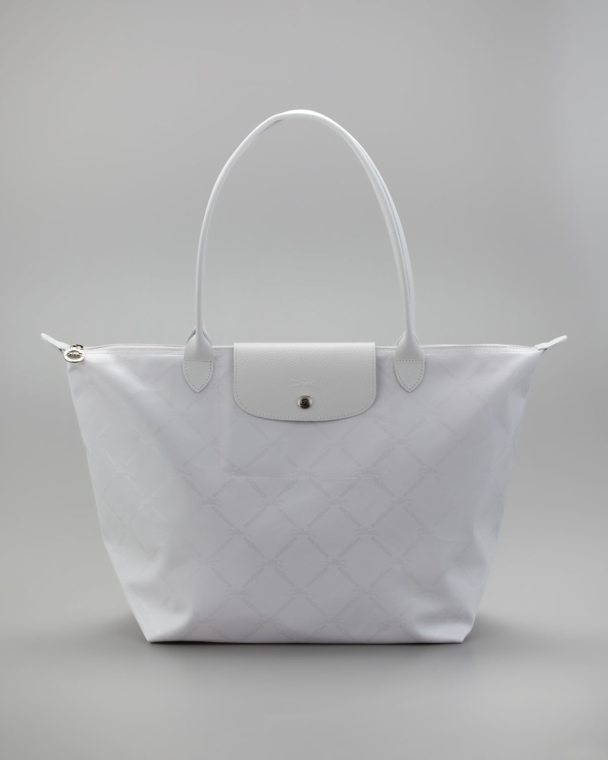 Longchamp Metal Large Shoulder Tote Bag in White Lyst