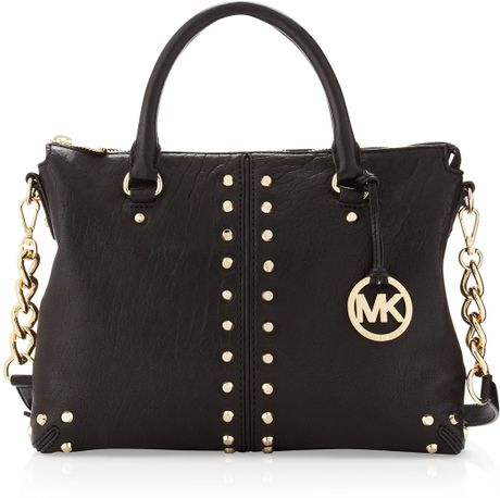 Michael Michael Kors Studded Shoulder Bag in Black | Lyst