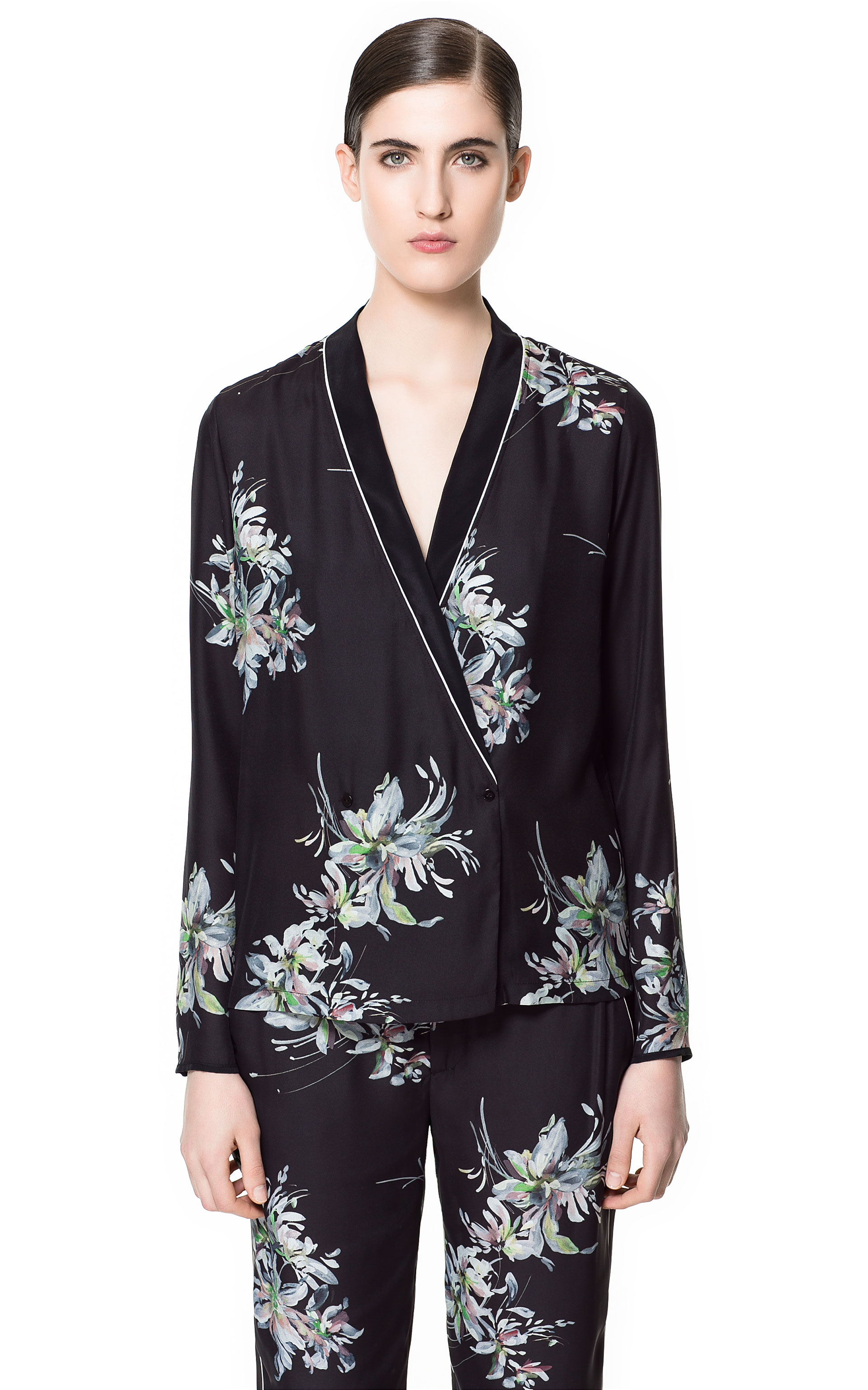 black silk blouse zara