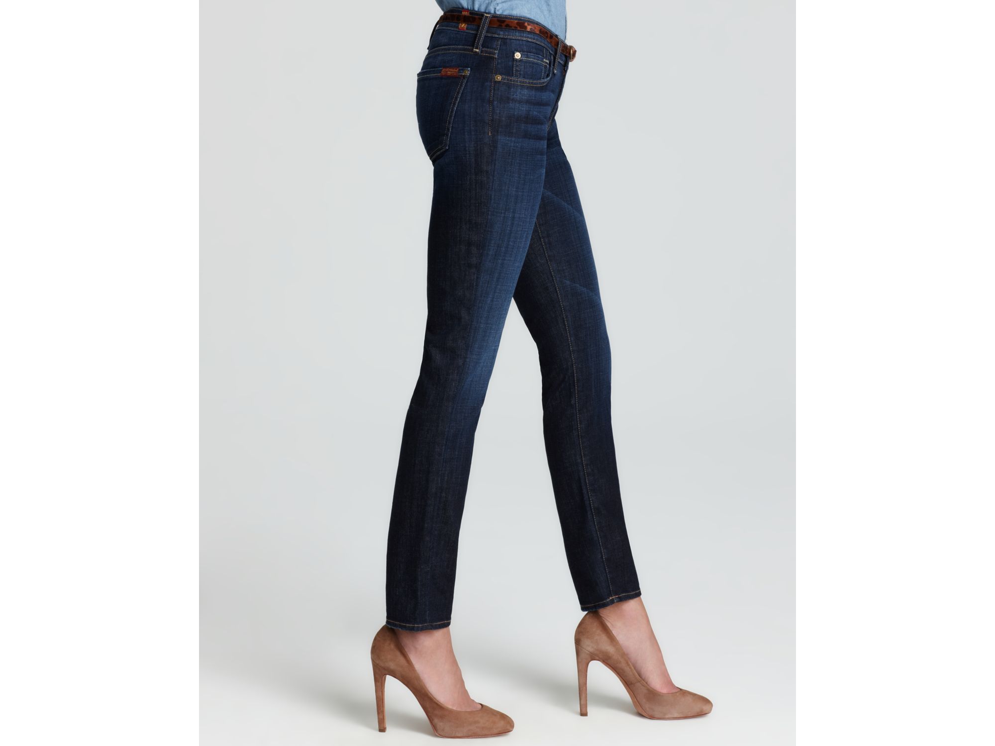 7 For All Mankind Jeans The Slim Cigarette In Los Angeles Dark Blue
