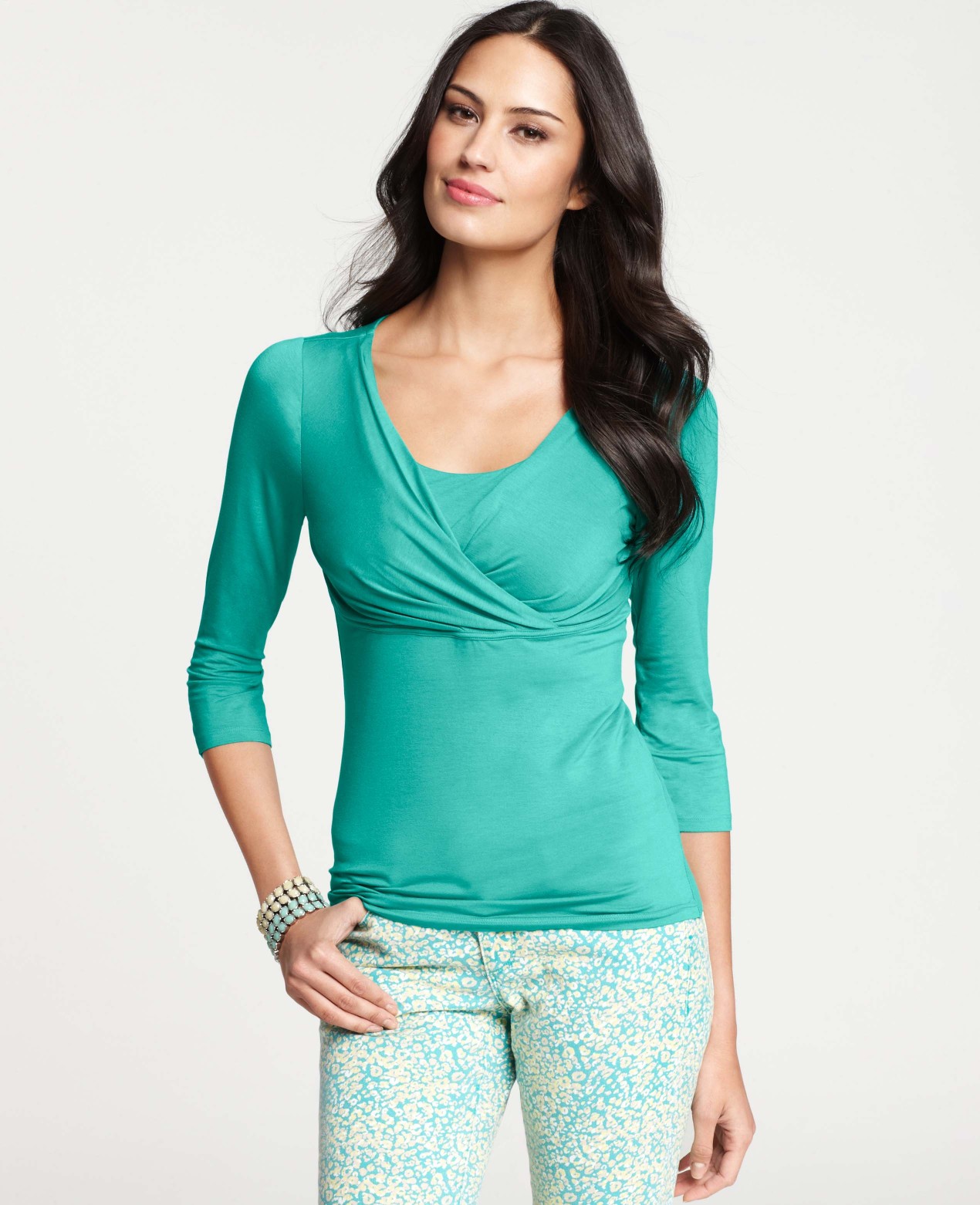Ann taylor Draped Empire Waist Top in Green (fresh leaf) Lyst