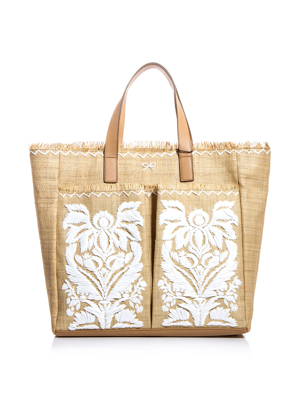 Anya Hindmarch Nevis Embroidered Straw Bag in Beige (straw) Lyst