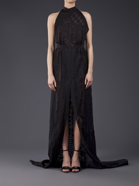 Balmain Long Dress in Black | Lyst