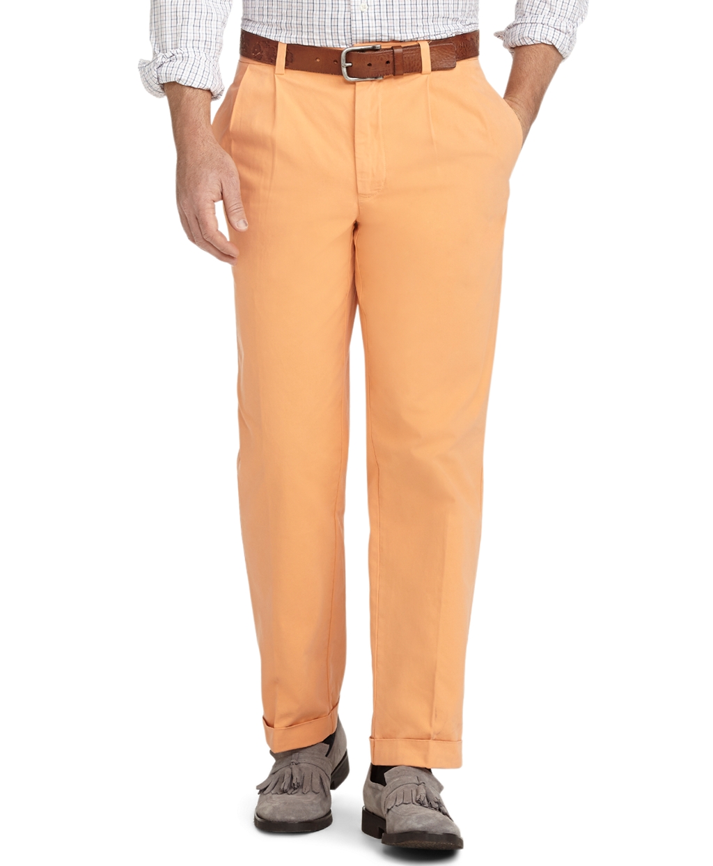 Brooks brothers Thompson Garmentdyed Twill Chinos in Orange for Men | Lyst
