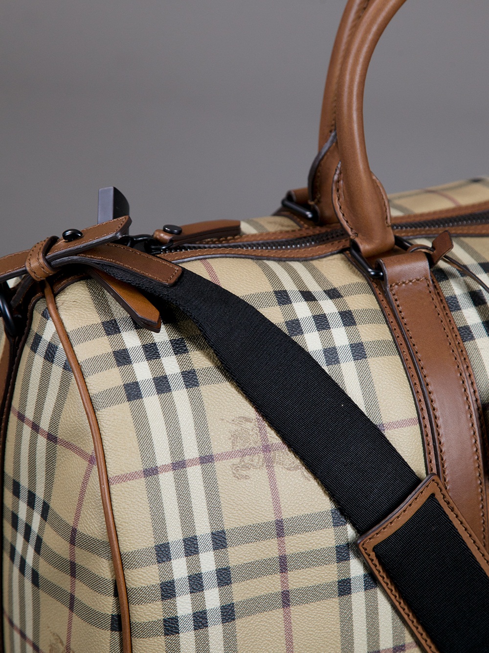 Burberry Travel Bag Nova Check Brown Leather - Burberry Luggage