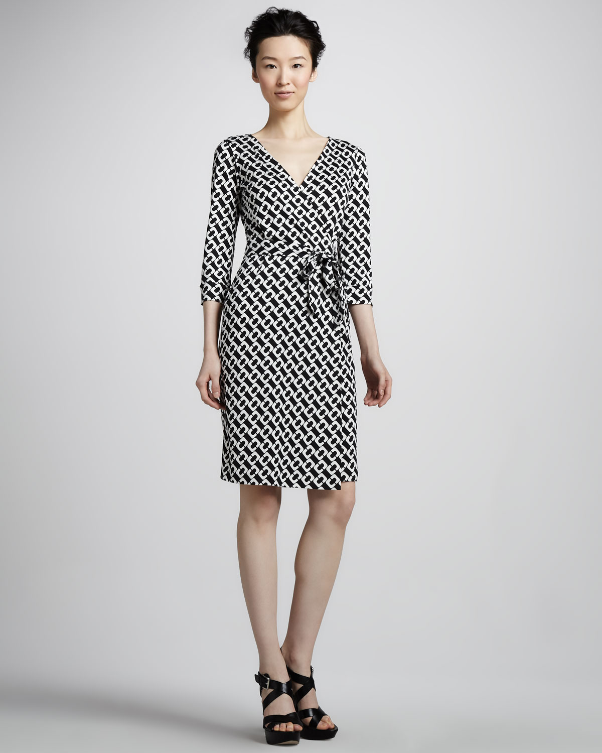 Diane von furstenberg New Julian Two Chainprint Wrap Dress in White