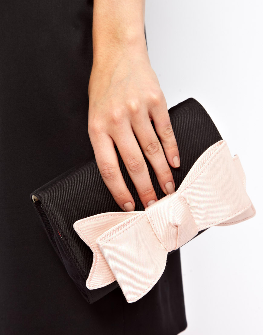 Ted Baker Lomas Satin Bow Clutch in Black - Lyst