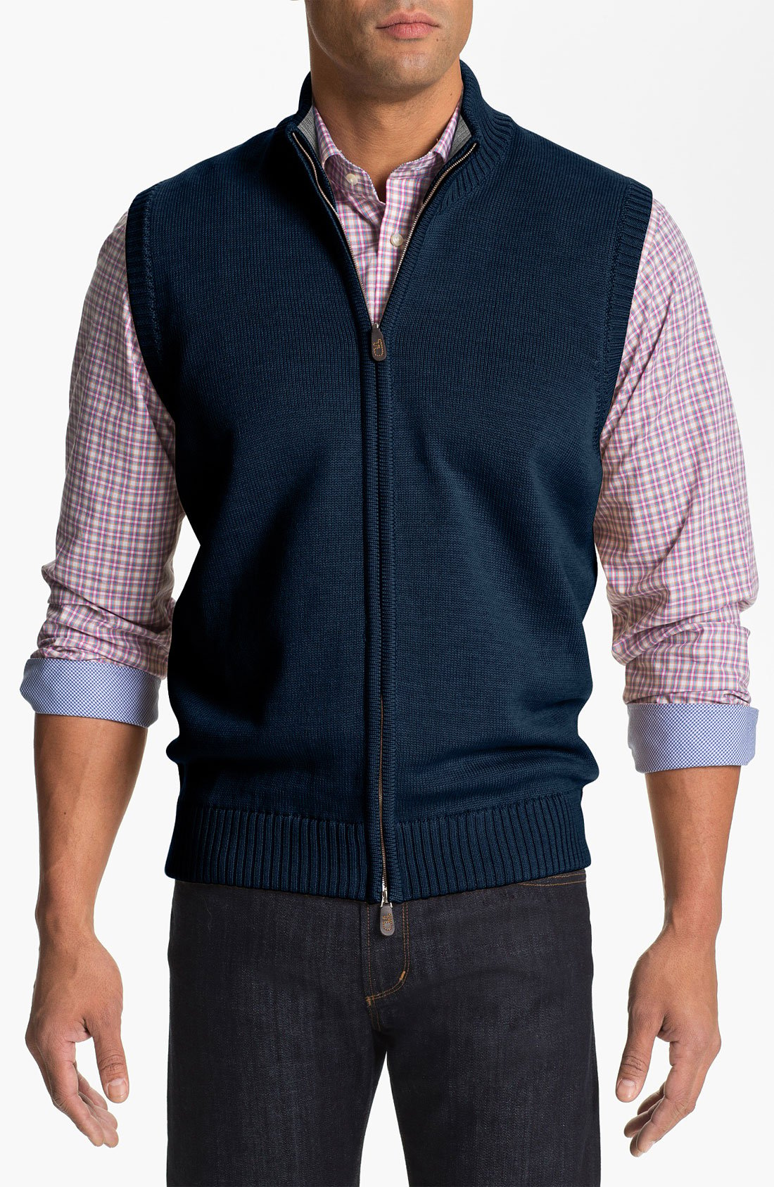 Thomas Dean Zip Front Wool Sweater Vest in Blue for Men (cobalt) | Lyst