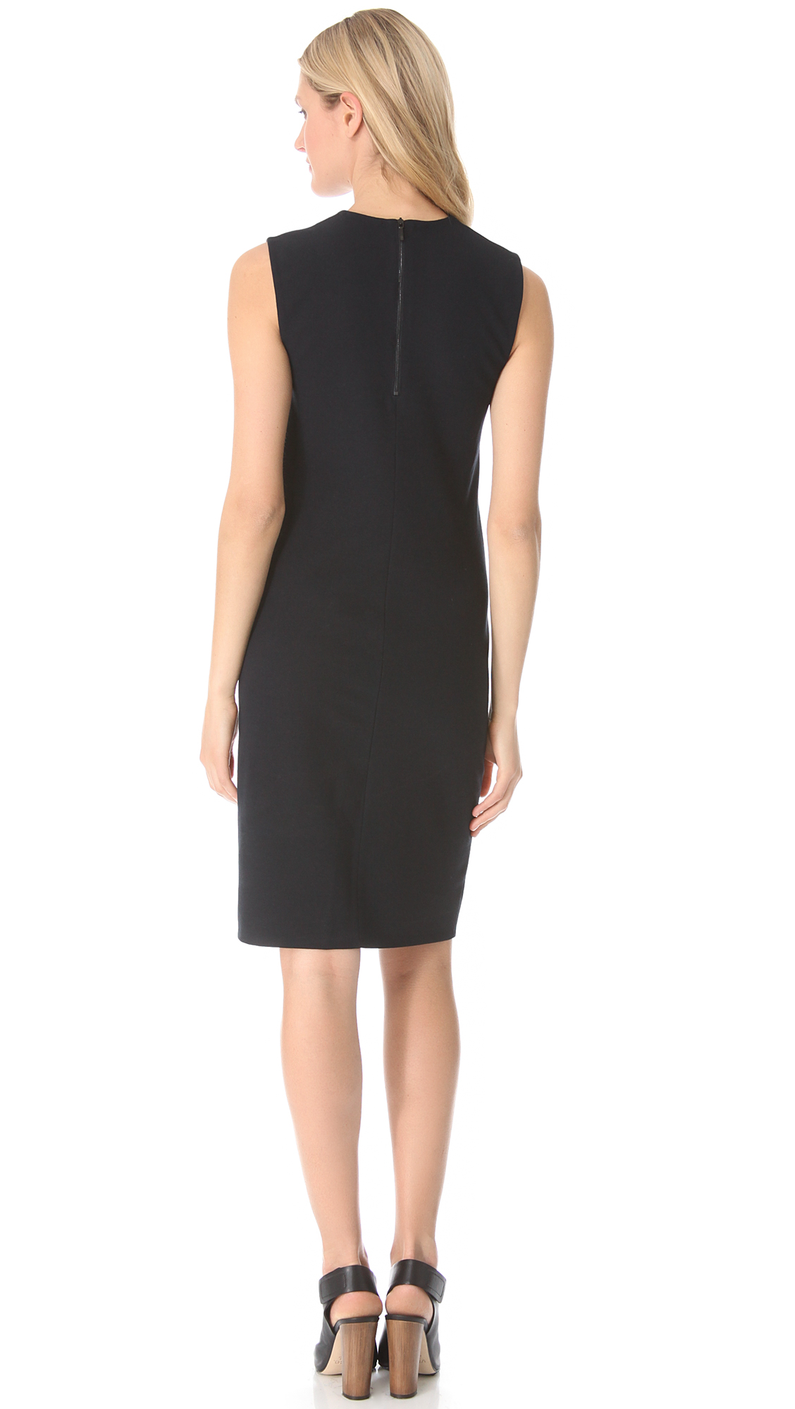 Lyst Vince Rib Knit Sleeveless Dress in Black