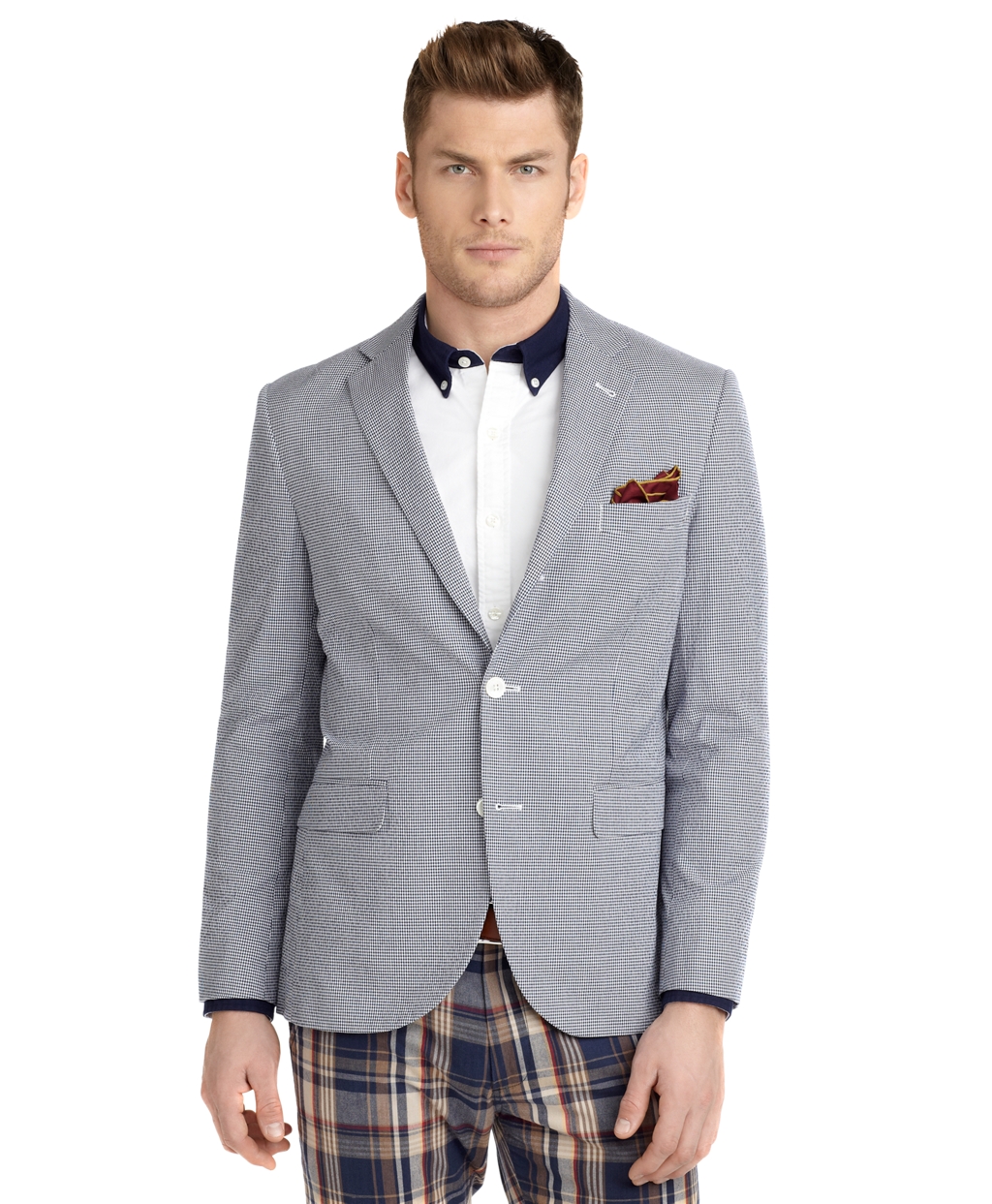 Brooks Brothers Milano Fit Mini Check Seersucker Sport Coat in Gray for ...