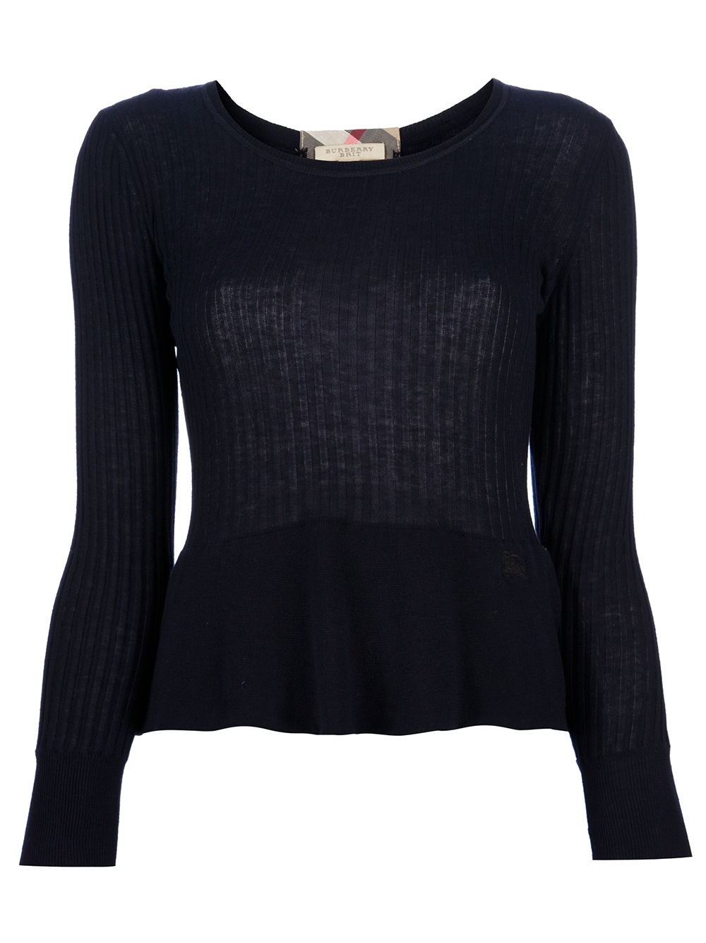 Burberry brit Ribbed Long Sleeve Top in Blue | Lyst