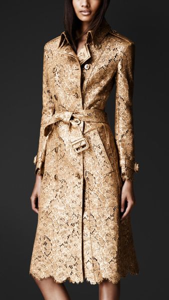 Burberry Prorsum Lasercut Leather Trench Coat in Gold (nude gold) | Lyst