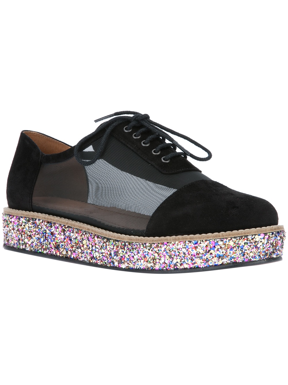 black glitter platform shoes