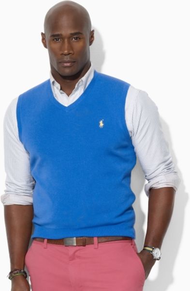 Polo Ralph Lauren Pima Cotton V-neck Vest in Blue for Men | Lyst