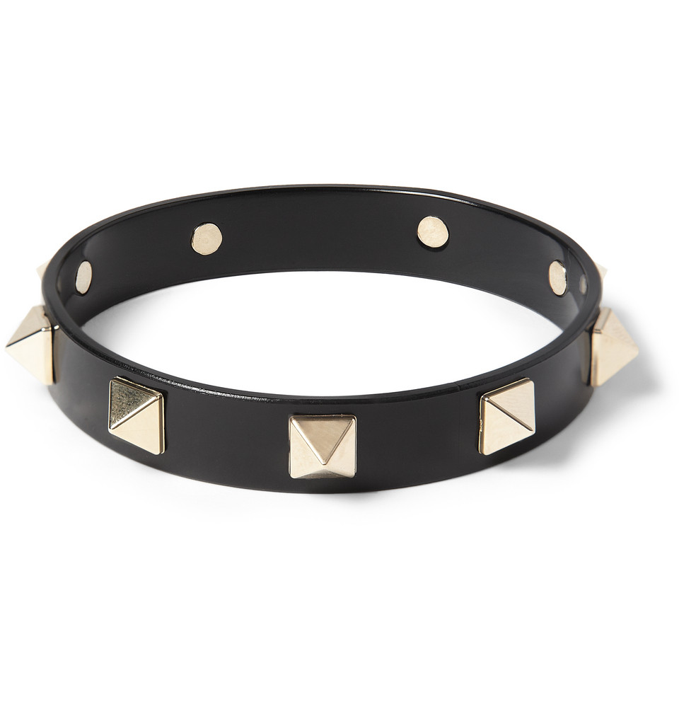 Valentino Studded Rubber Bracelet in Black for Men - Lyst