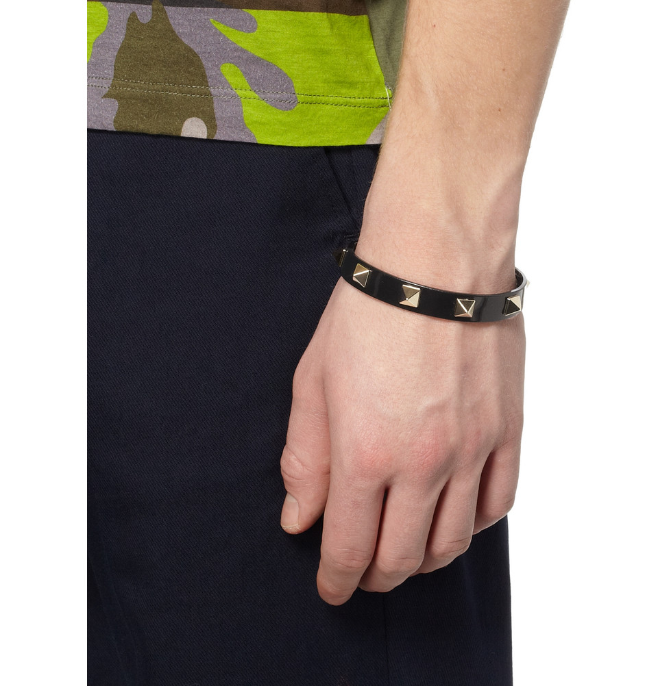 Valentino Studded Rubber Bracelet in Black for Men - Lyst