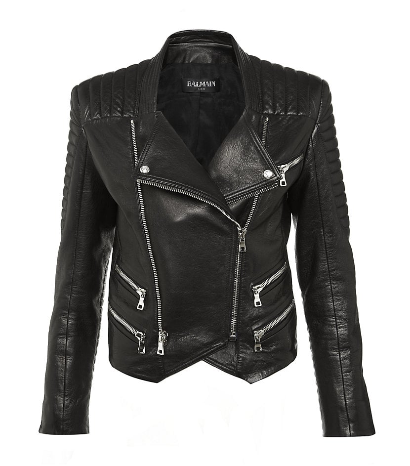 Balmain Quilted Leather Biker Jacket in Black | Lyst