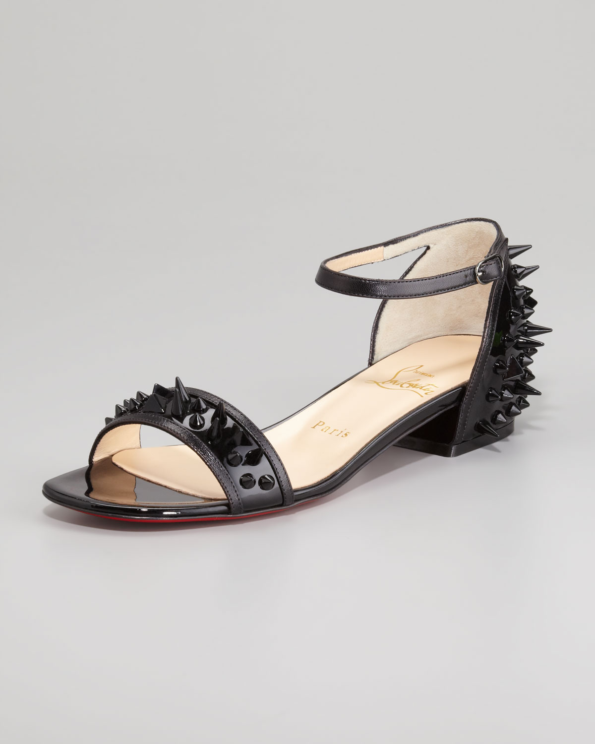 christian louboutin black flat sandals