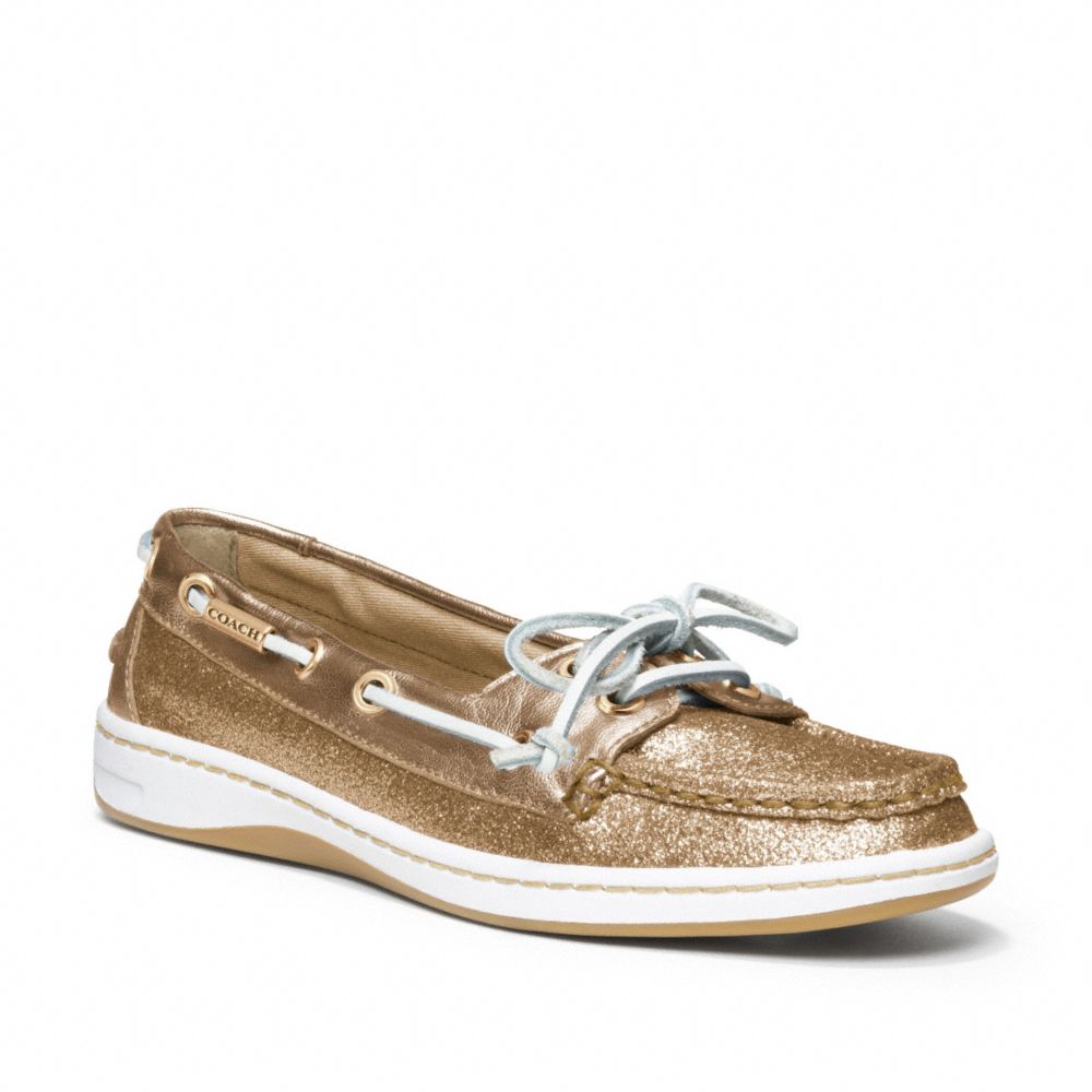 COACH Richelle Glitter Boat Shoe in Gold/Gold (Metallic) Lyst