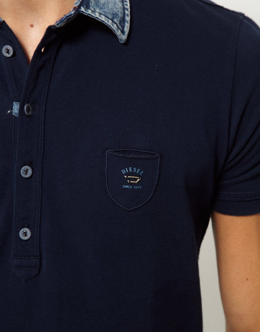 diesel polo shirt denim collar