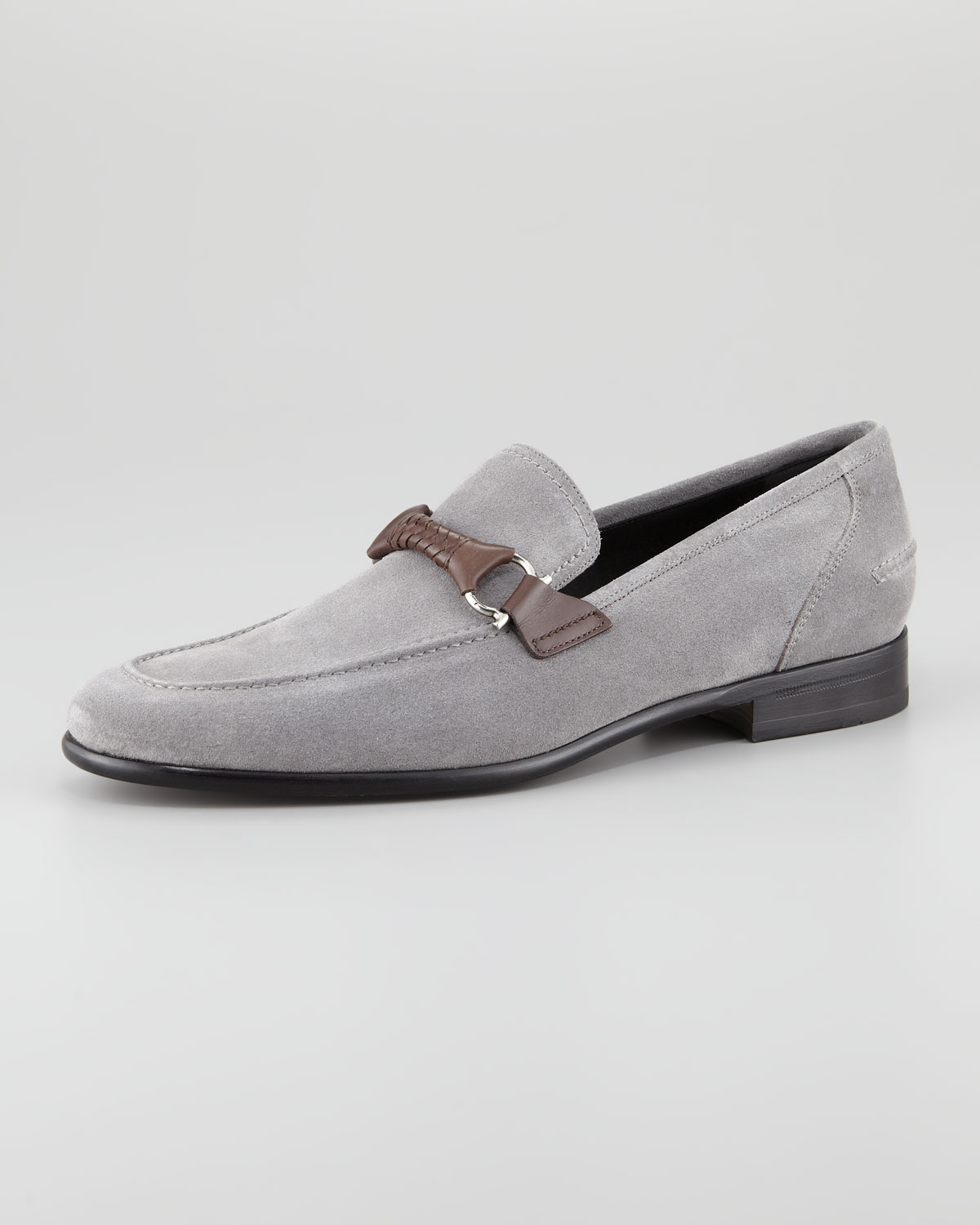 Ferragamo Twist Suede Braid Bit Loafer in Gray for Men Lyst