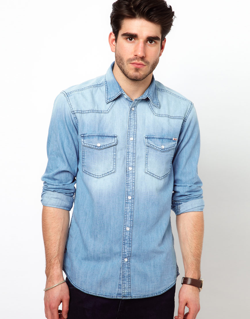 ASOS Jack Jones Western Denim Shirt in Blue for Men - Lyst