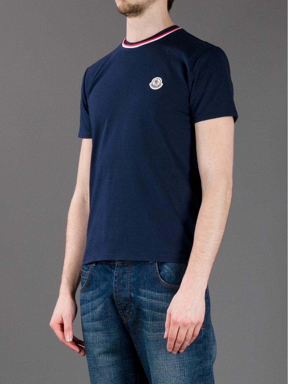 Moncler Crew Neck T-shirt in Blue for Men - Lyst