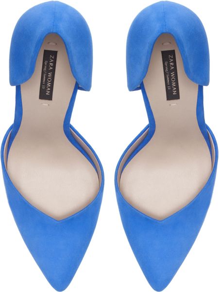 Zara High Heel Vamp Shoe in Blue (electric blue) | Lyst