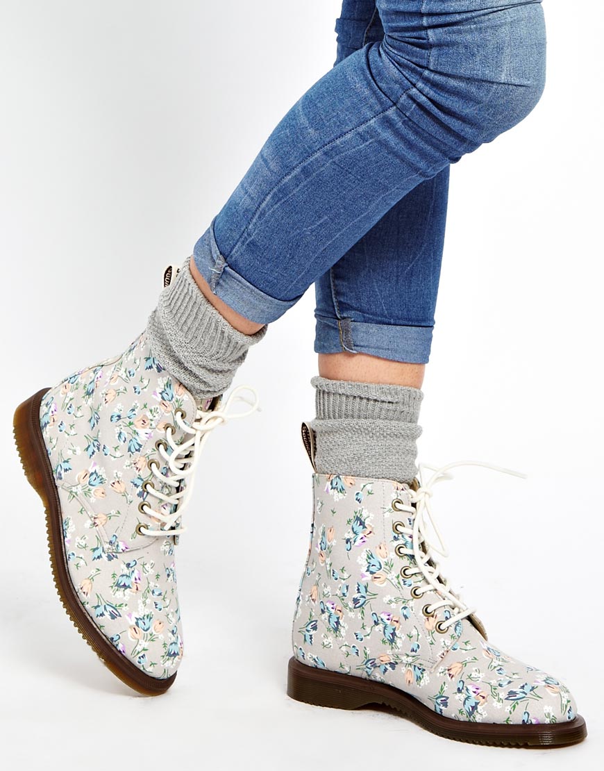 dr martens white floral