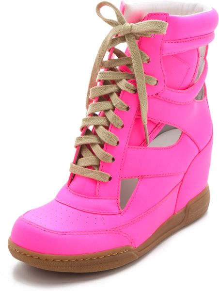 Marc By Marc Jacobs Neon Cutout Wedge Sneakers in Pink | Lyst