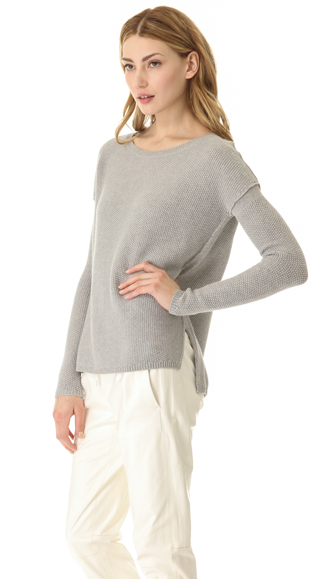 Lyst - Vince Seed Stitch Crew Sweater in Gray
