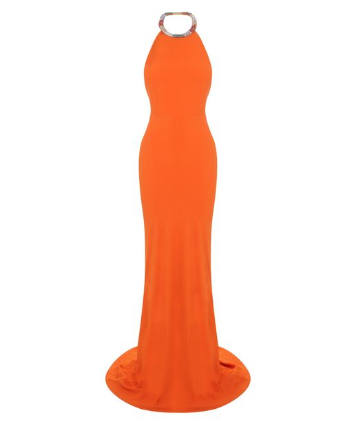 Alexander McQueen Orange Crystal Necklace Dress | Lyst