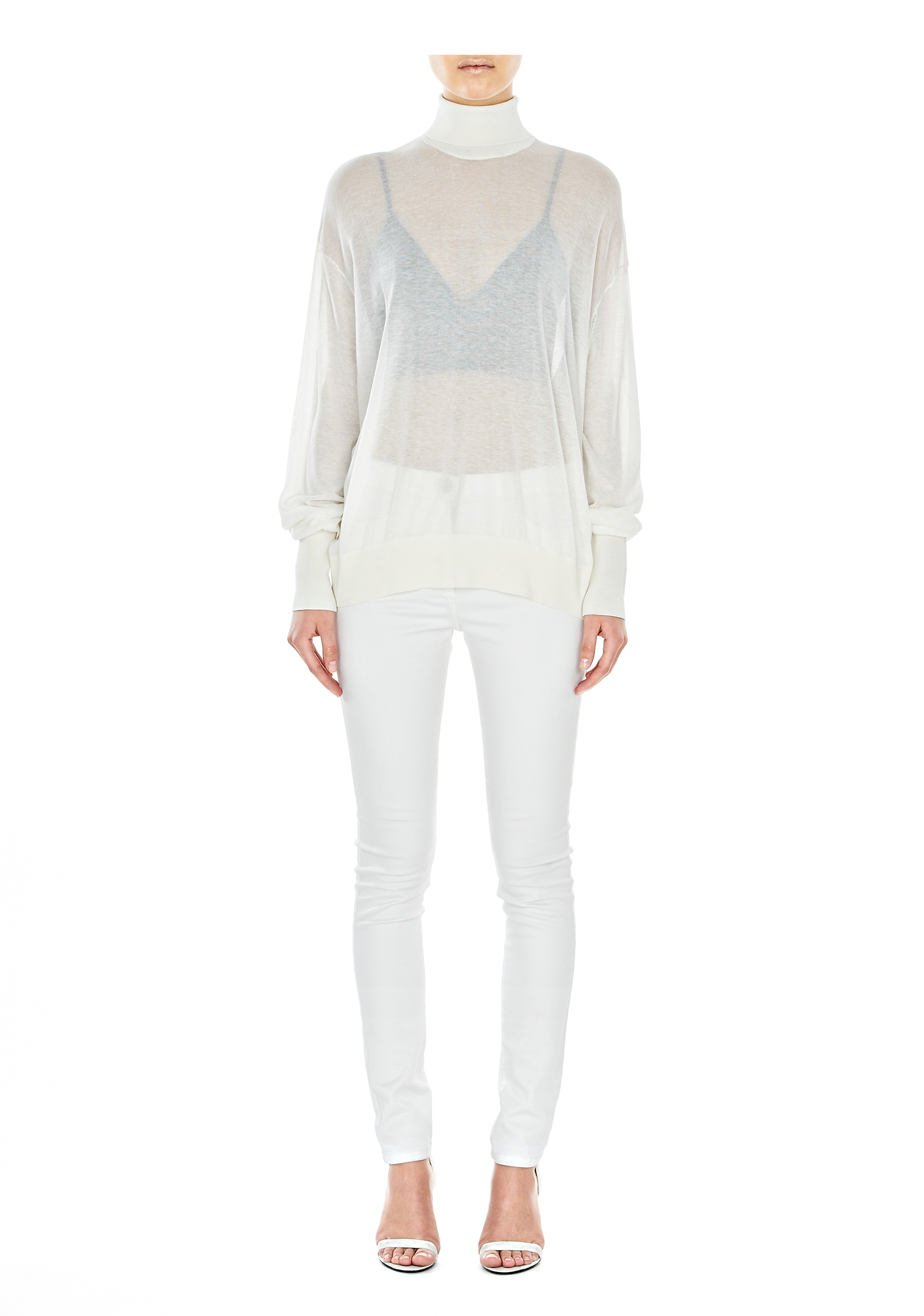 sheer white turtleneck