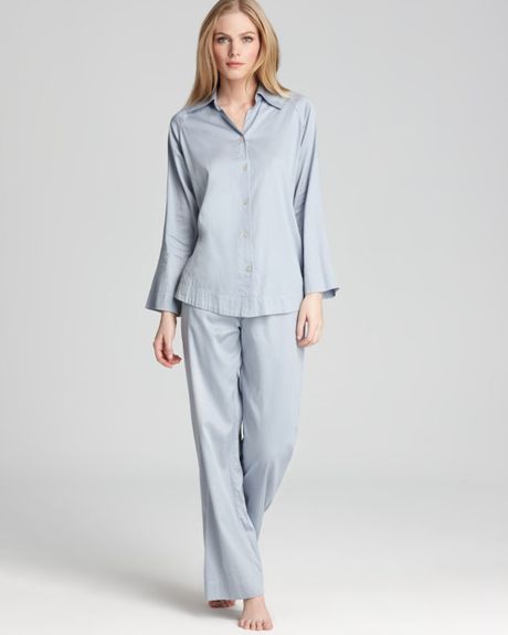 Donna Karan Sleepwear Casual Luxe Cotton Woven Pajama Set in Blue ...