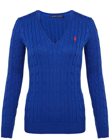 Ralph Lauren Blue Label Classic Cable Knit Sweater in Blue | Lyst