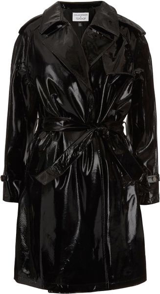 Topshop Patent Leather Mac in Black | Lyst